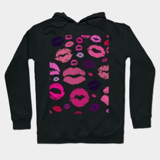 Kissing Lips Pattern in Pink Hoodie